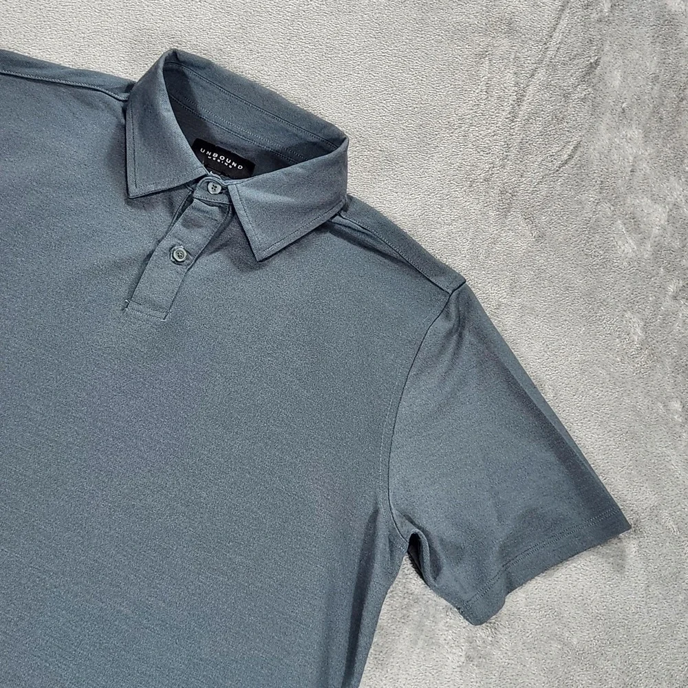 Unbound Merino Polo Shirt Mens Large Gray Solid Merino Wool Blend Knit Casual